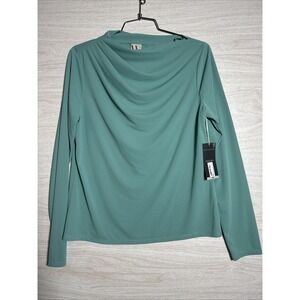 Women's teal Worthington brand women's blouse Cowl Neck Solid Teal Sz Sm